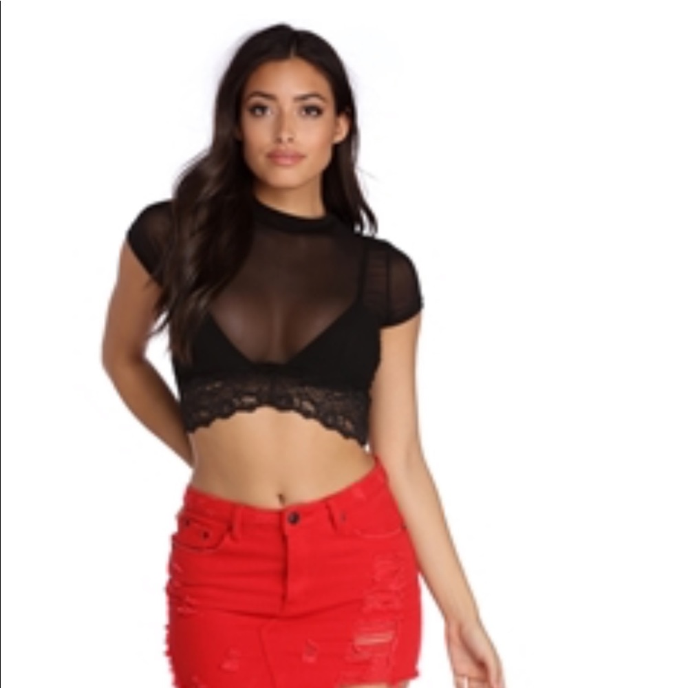 Black Mesh crop top